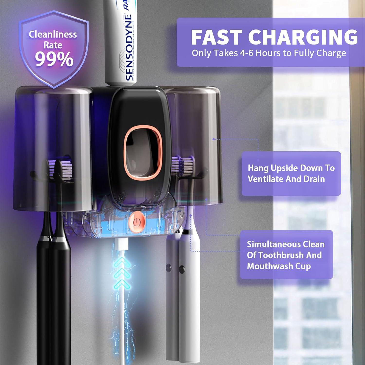 Soporte para cepillos de dientes Wekity negro con dispensador