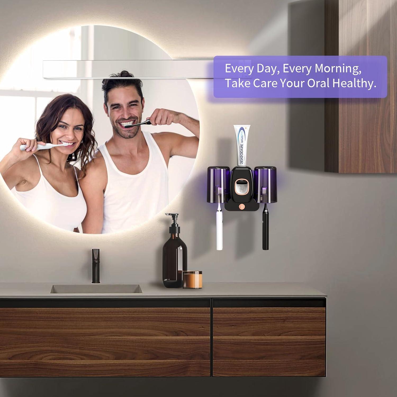 Soporte para cepillos de dientes Wekity negro con dispensador