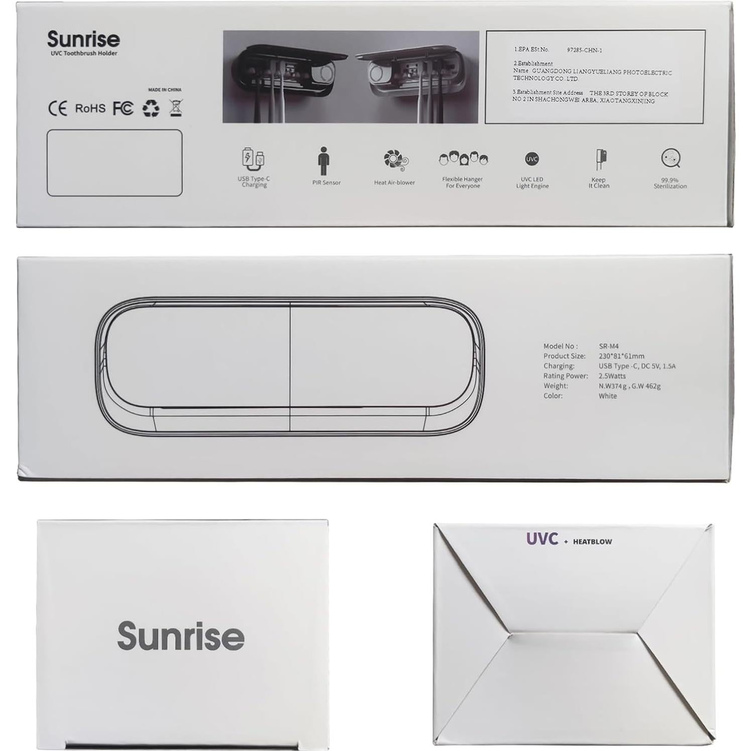 Soporte desinfectante para cepillos de dientes BICUMY 5 ranuras