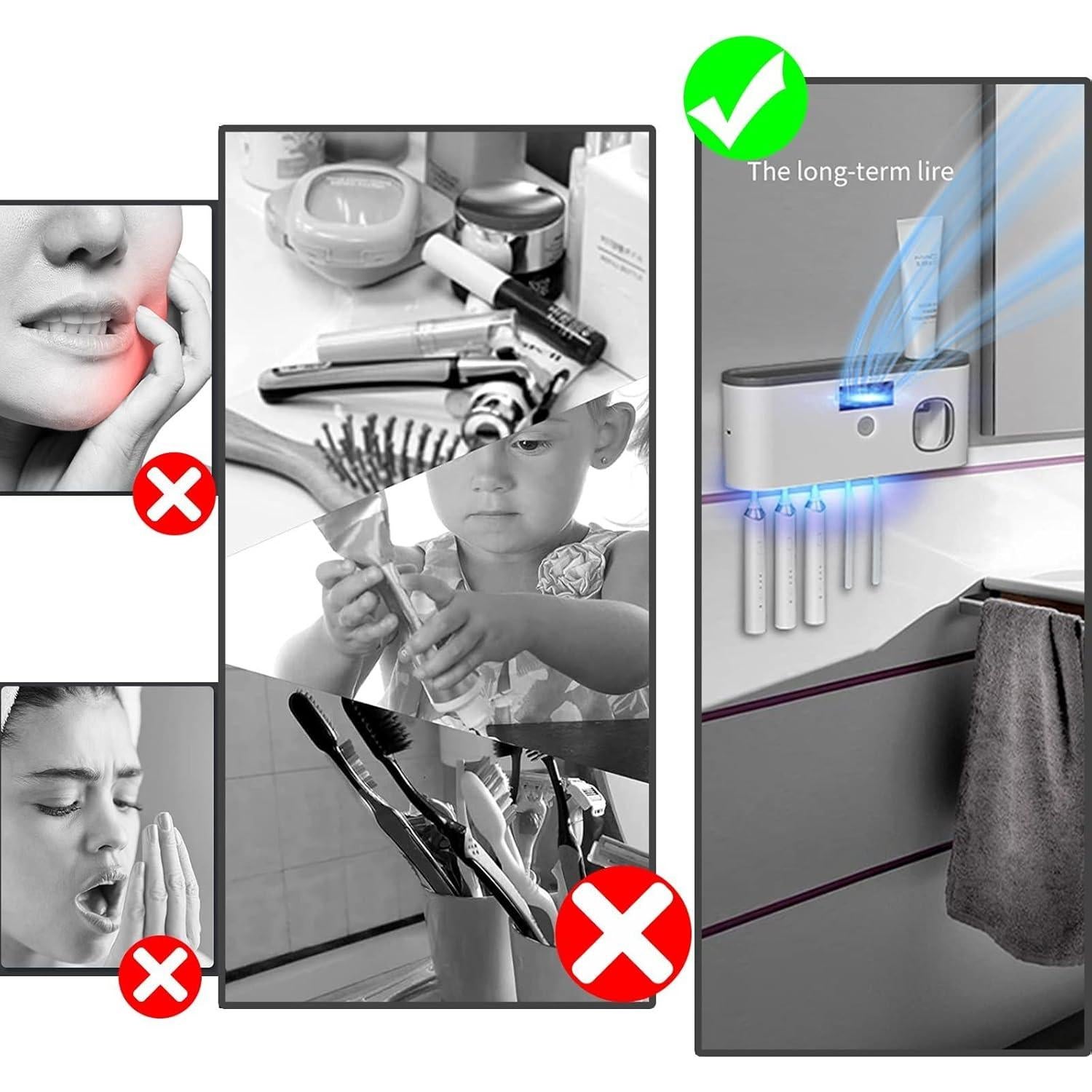 Soporte para Cepillos de Dientes Coniengk 5 Ranuras Montado Pared