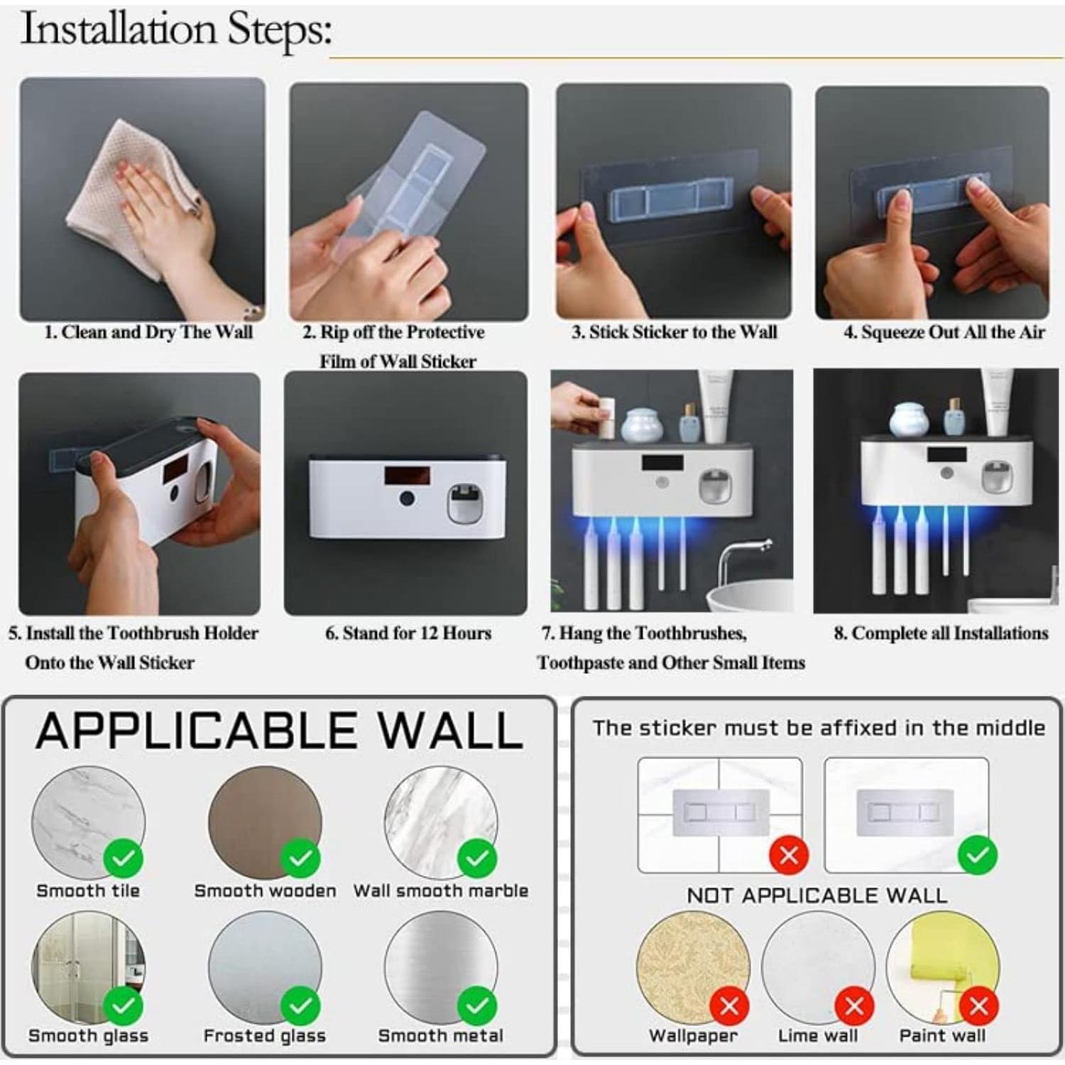 Soporte para Cepillos de Dientes Coniengk 5 Ranuras Montado Pared
