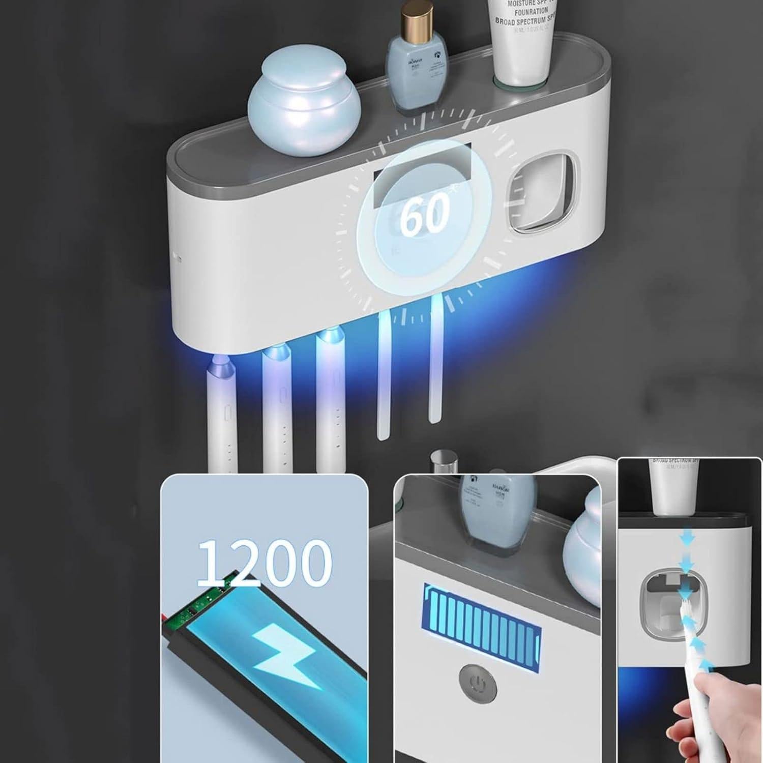 Soporte para Cepillos de Dientes Coniengk 5 Ranuras Montado Pared