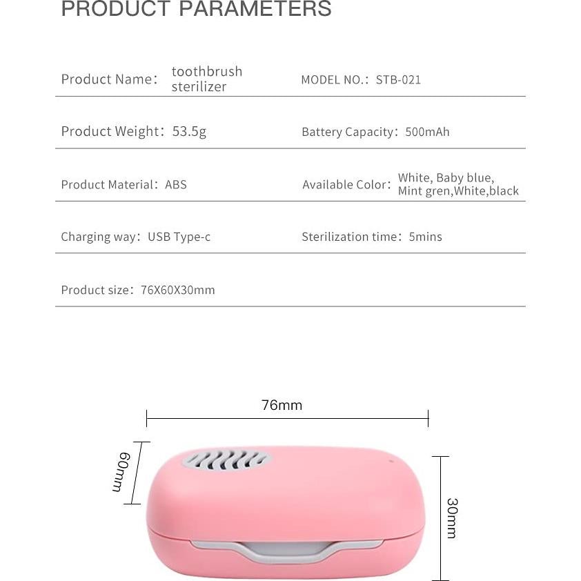 Funda de cepillo de dientes UV Impressive Smile Rosado