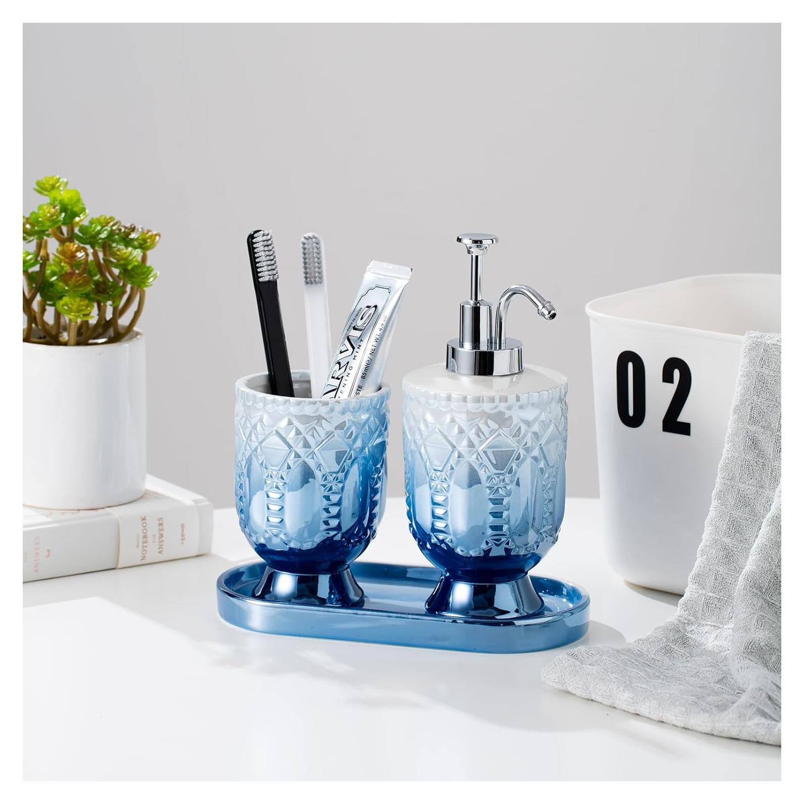 Juego de Accesorios de Baño Cerámica TCQMSS Azul 3 Piezas