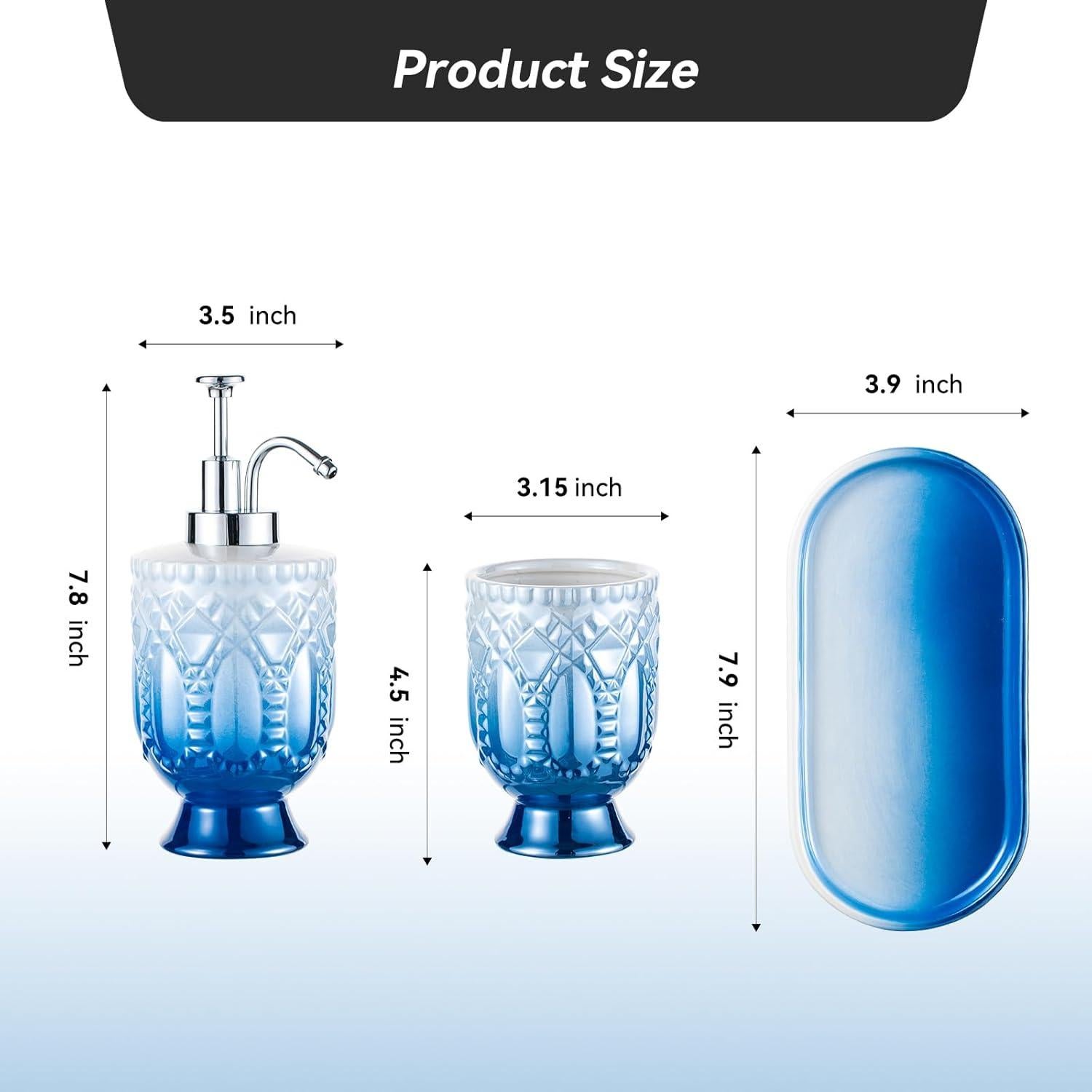 Juego de Accesorios de Baño Cerámica TCQMSS Azul 3 Piezas