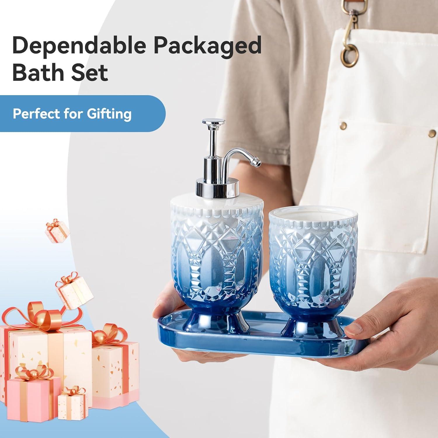 Juego de Accesorios de Baño Cerámica TCQMSS Azul 3 Piezas