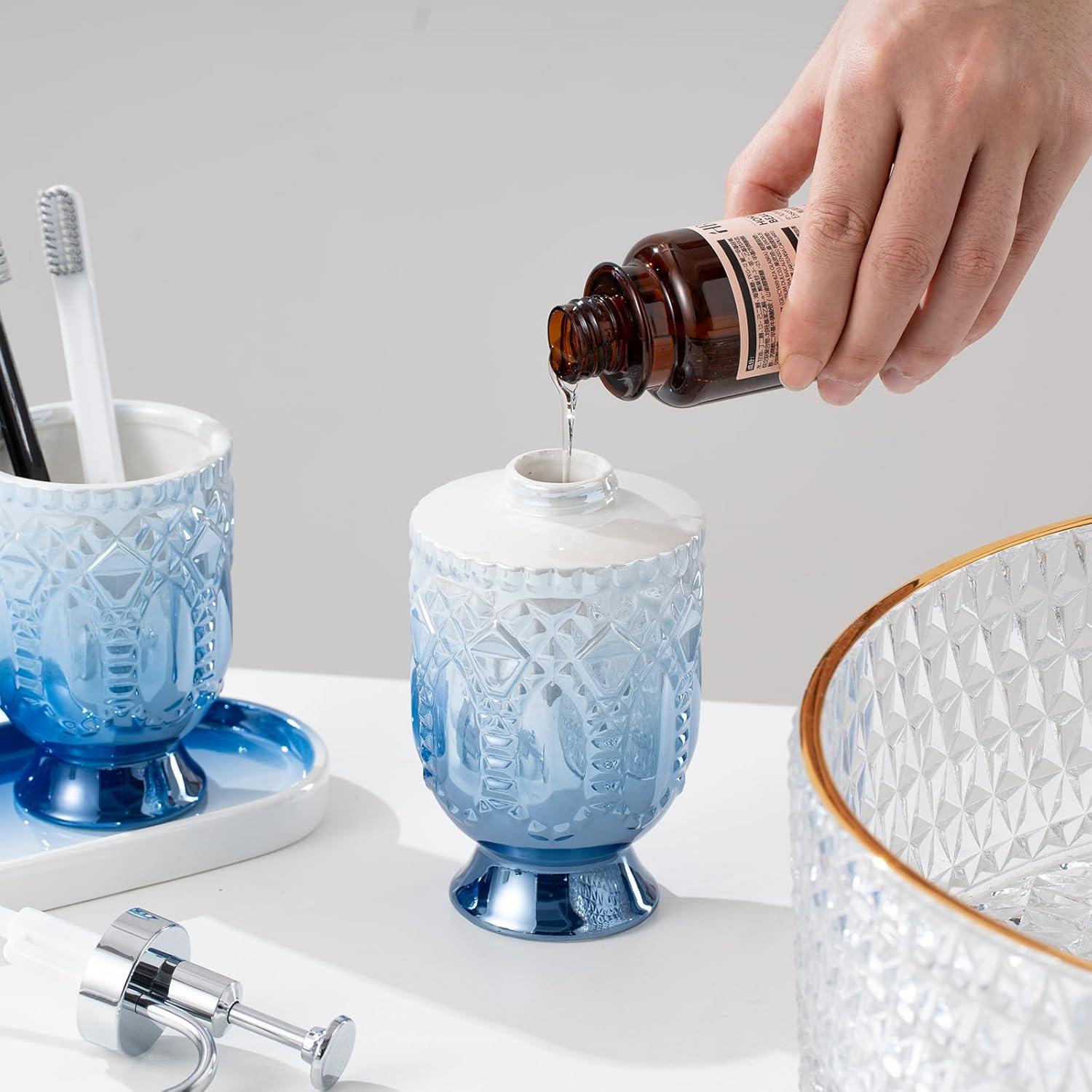 Juego de Accesorios de Baño Cerámica TCQMSS Azul 3 Piezas