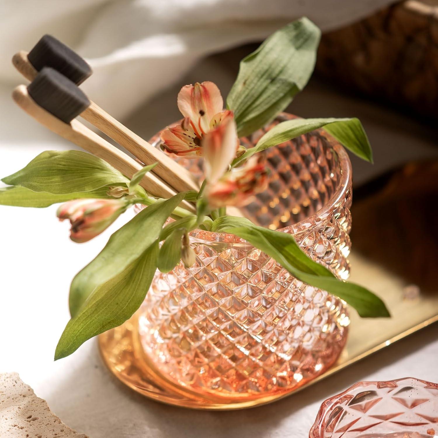 Juego de Accesorios de Baño Empo 5 Piezas Vidrio Rosa