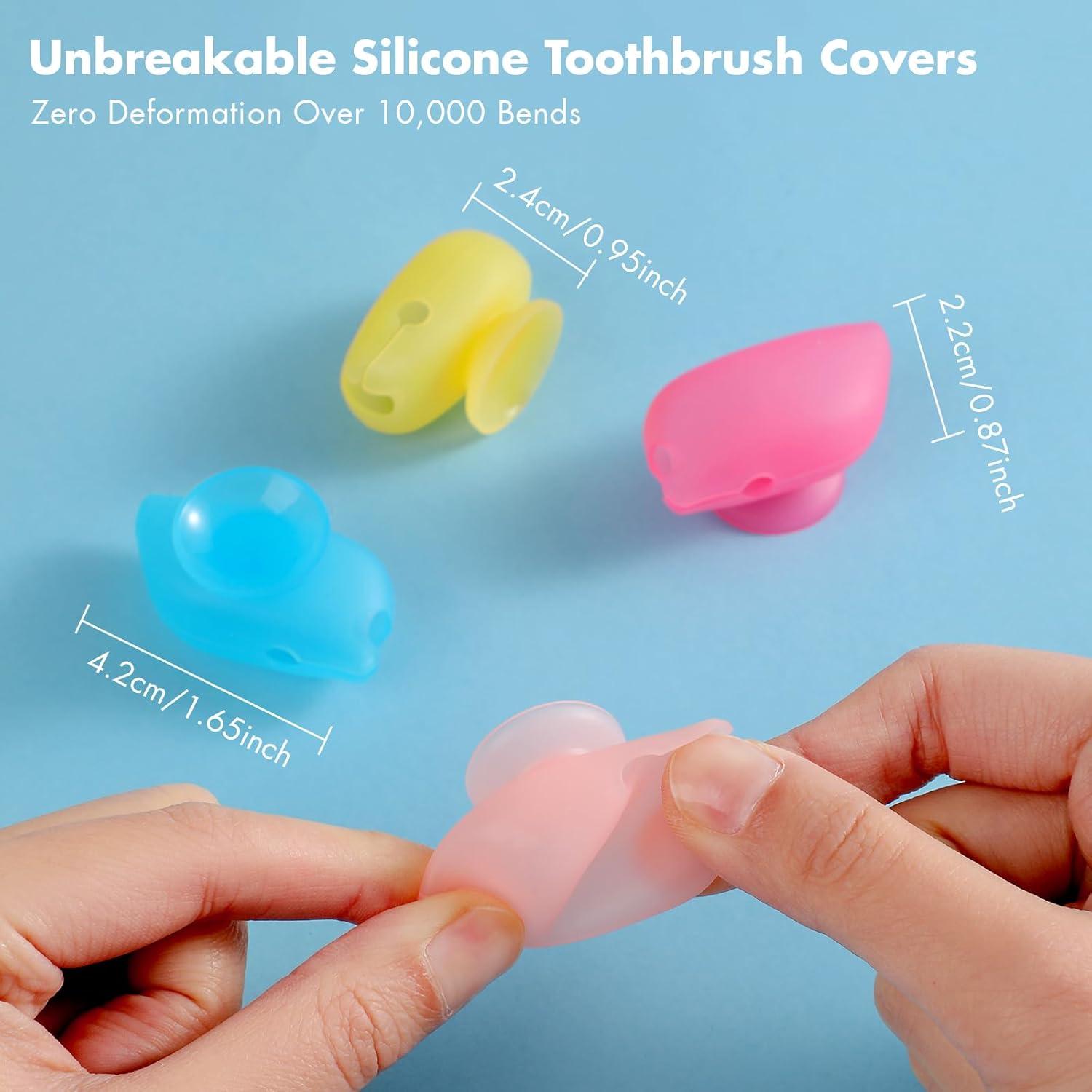 Cubiertas de Cepillo de Dientes Silicona Muslish 4 Piezas Azul