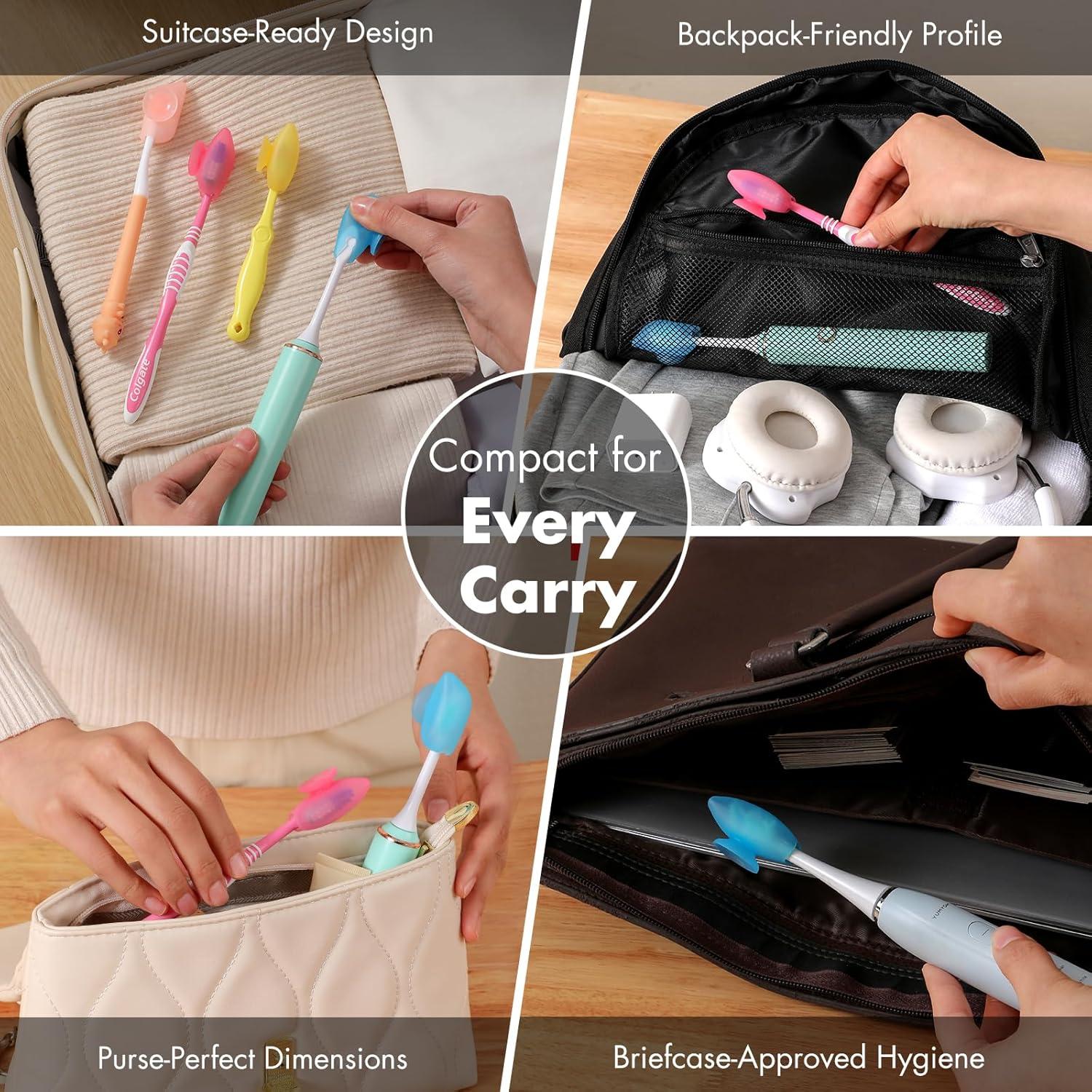 Cubiertas de Cepillo de Dientes Silicona Muslish 4 Piezas Azul