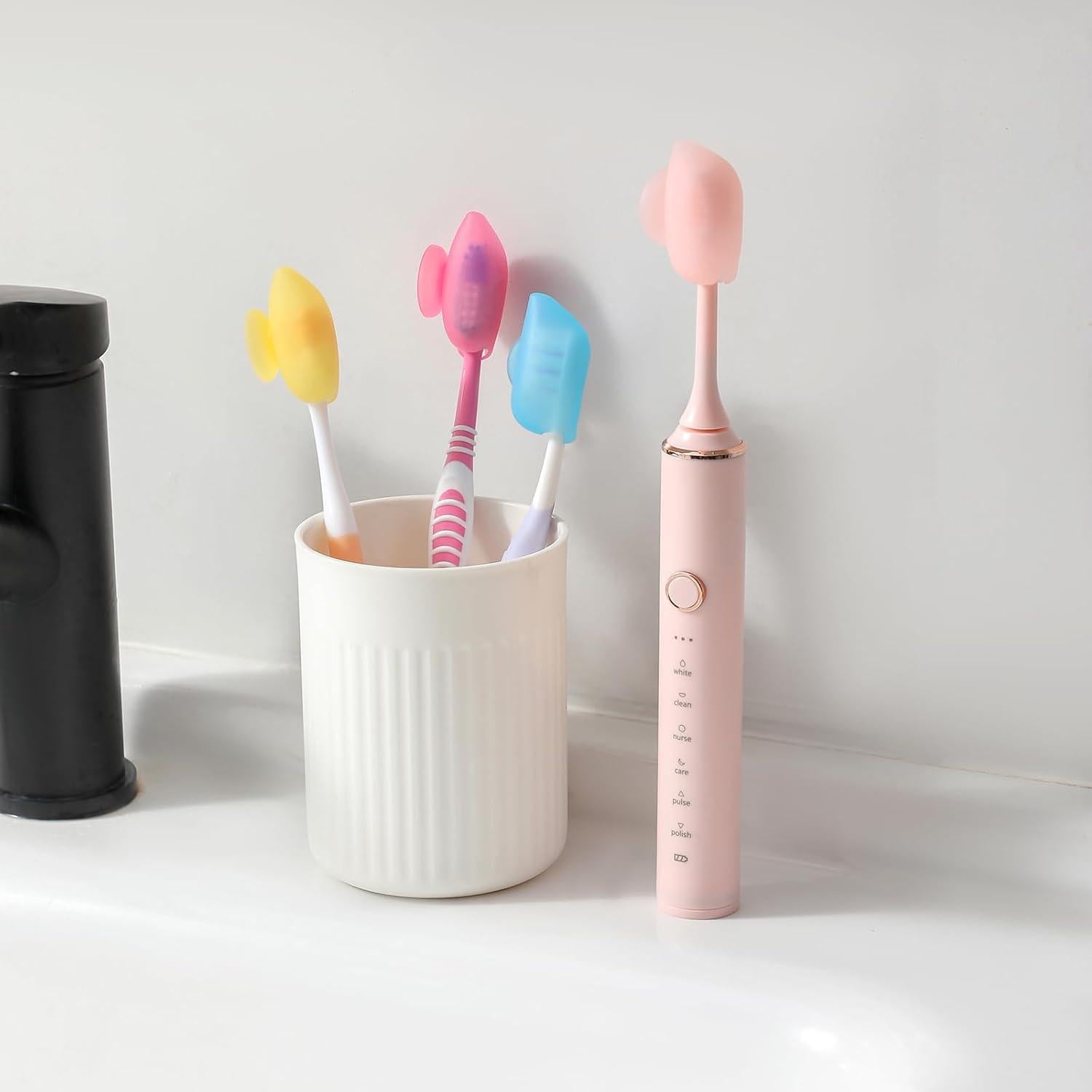 Cubiertas de Cepillo de Dientes Silicona Muslish 4 Piezas Azul