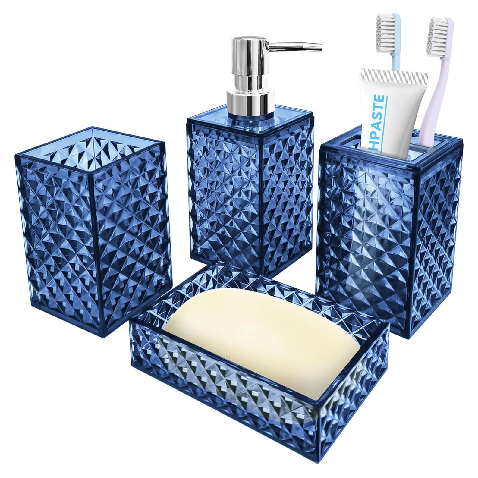 Juego de Accesorios de Baño 4 Piezas Seeatoo Azul