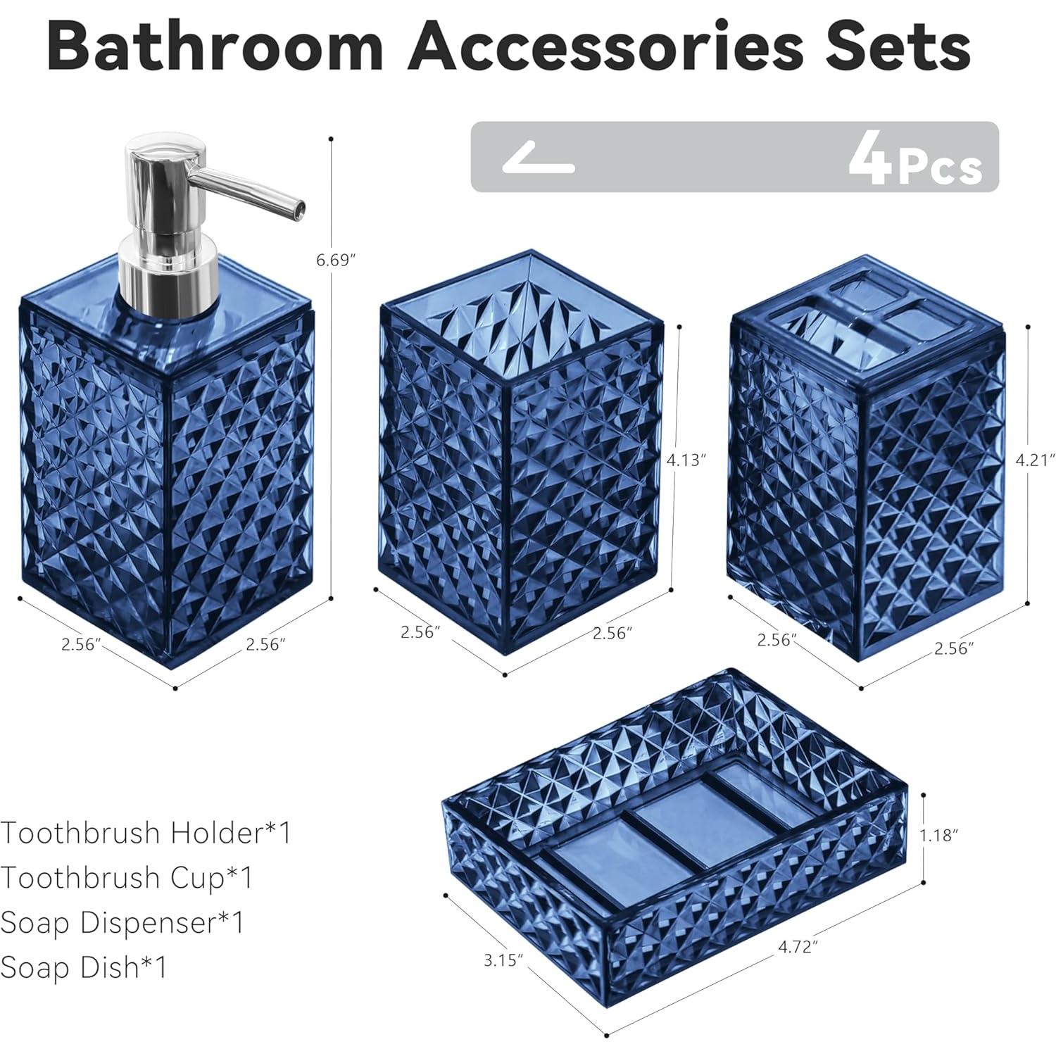 Juego de Accesorios de Baño 4 Piezas Seeatoo Azul