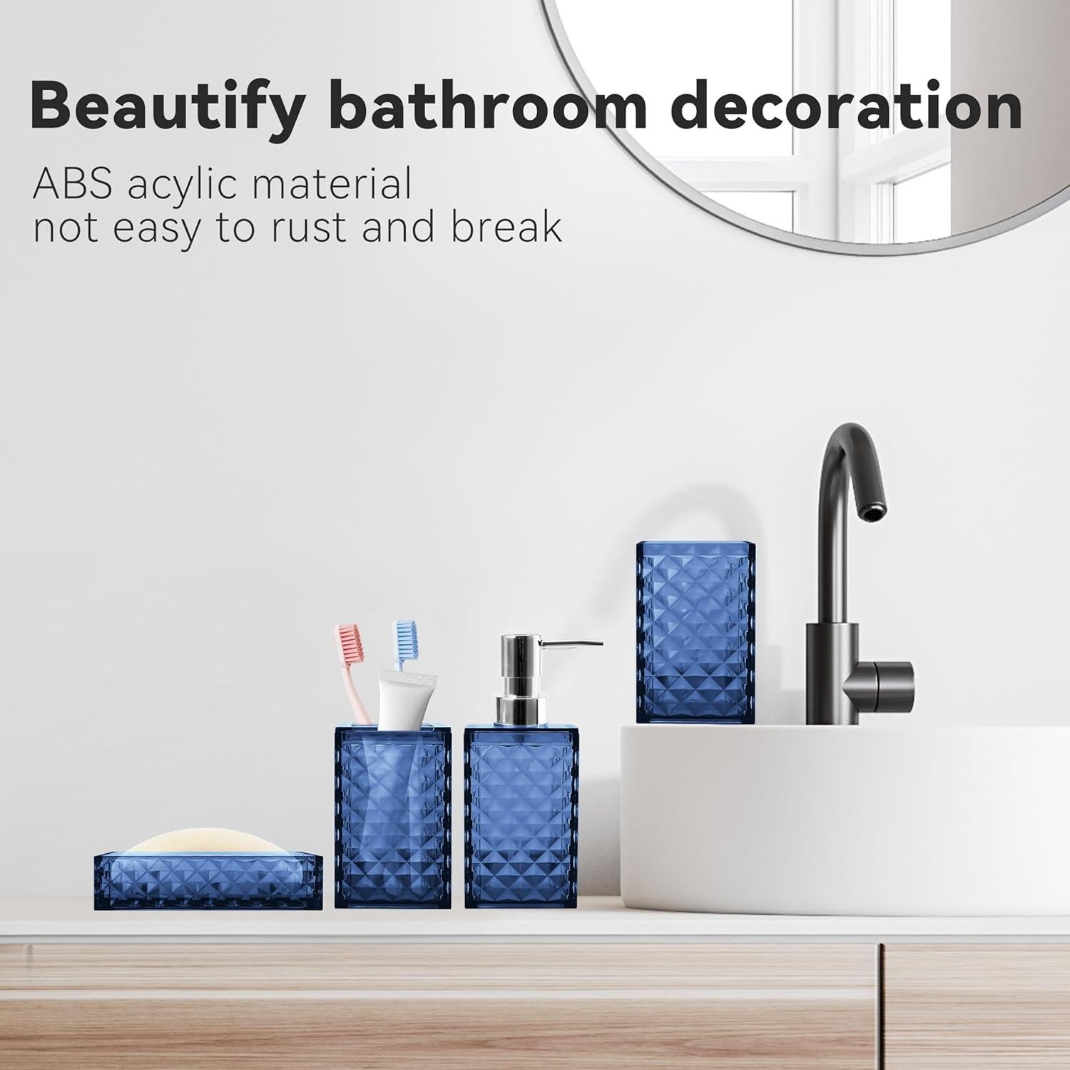 Juego de Accesorios de Baño 4 Piezas Seeatoo Azul