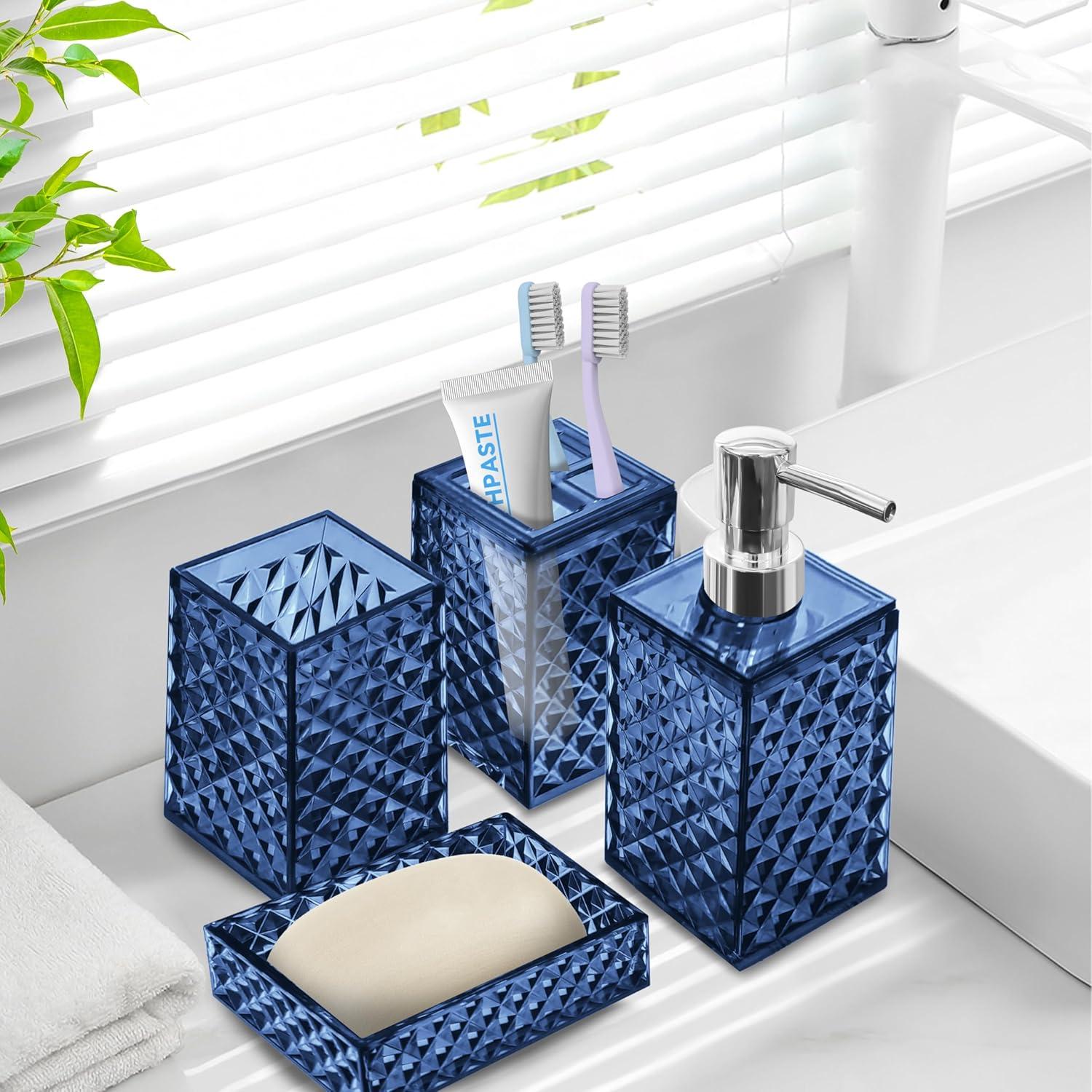 Juego de Accesorios de Baño 4 Piezas Seeatoo Azul