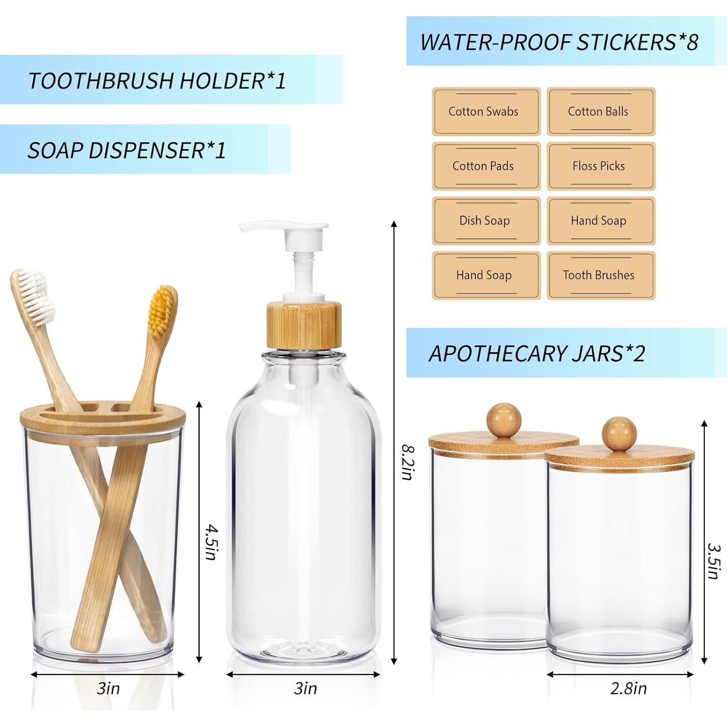 Juego de Accesorios de Baño SGHUO 4 Piezas Bambú Boho