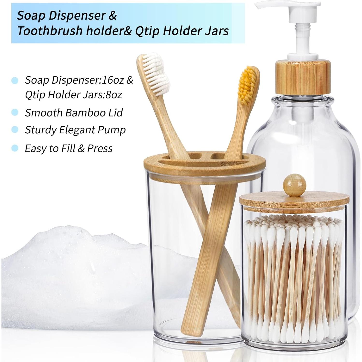 Juego de Accesorios de Baño SGHUO 4 Piezas Bambú Boho