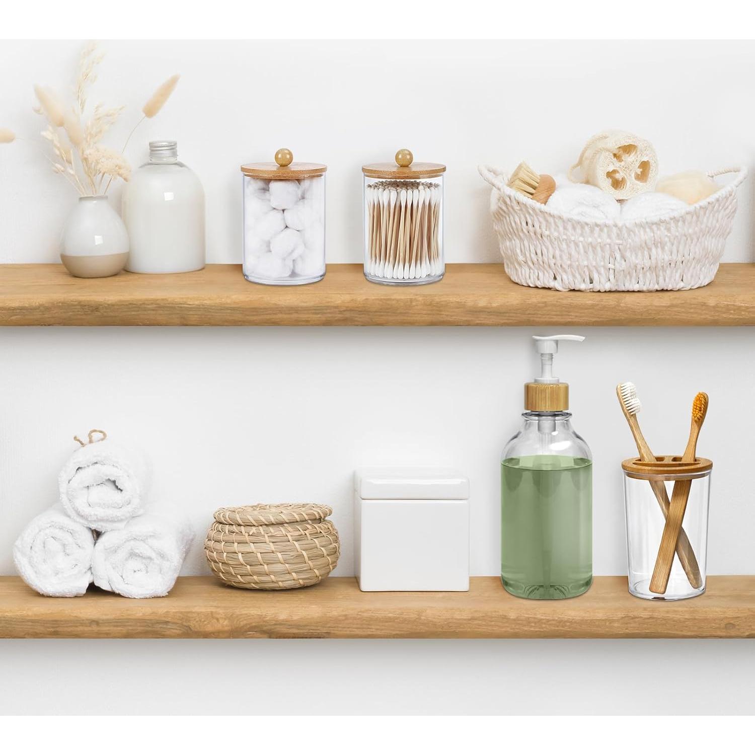 Juego de Accesorios de Baño SGHUO 4 Piezas Bambú Boho