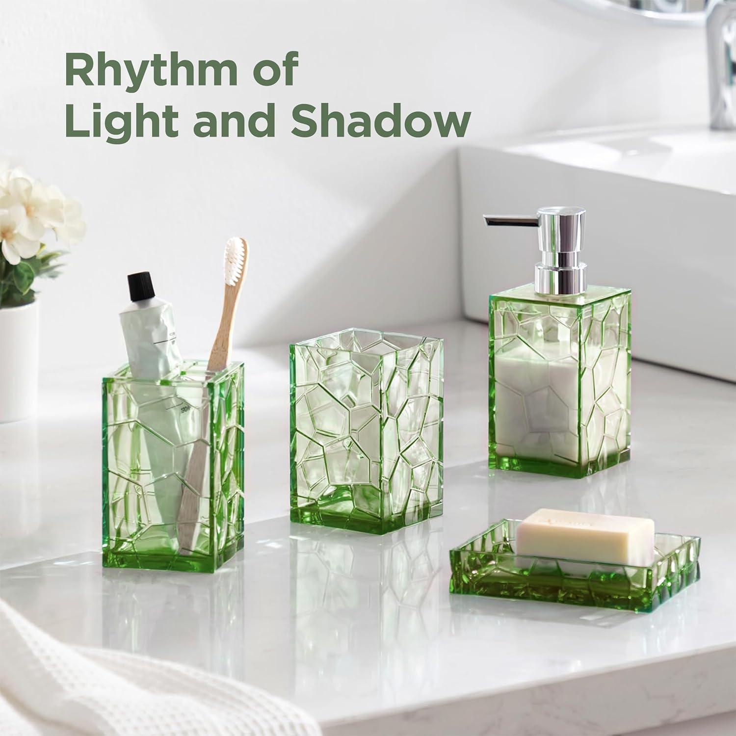 Juego de Accesorios de Baño HBlife Acrílico Verde Salvia