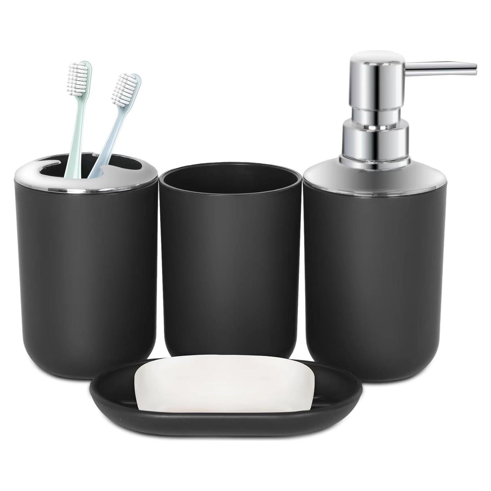 Juego de Accesorios de Baño 4 Piezas Seeatoo Negro