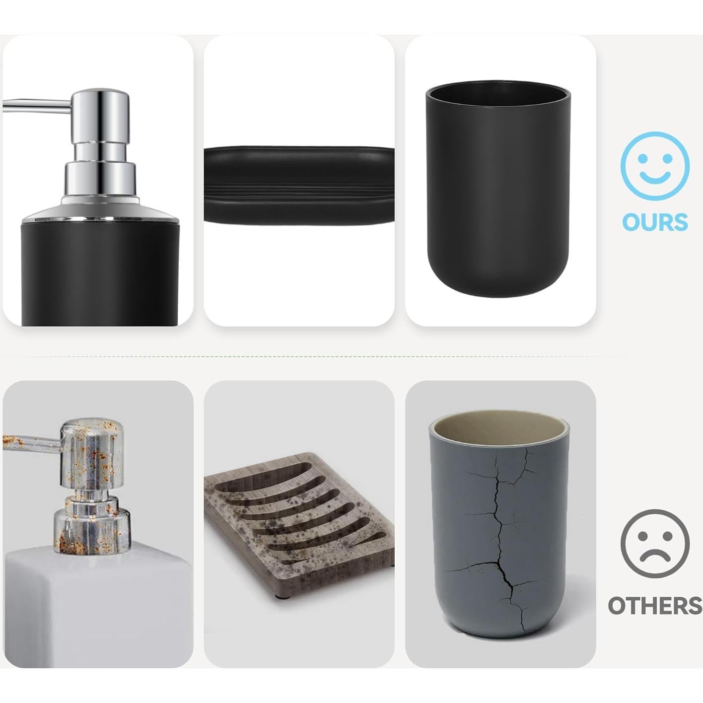 Juego de Accesorios de Baño 4 Piezas Seeatoo Negro