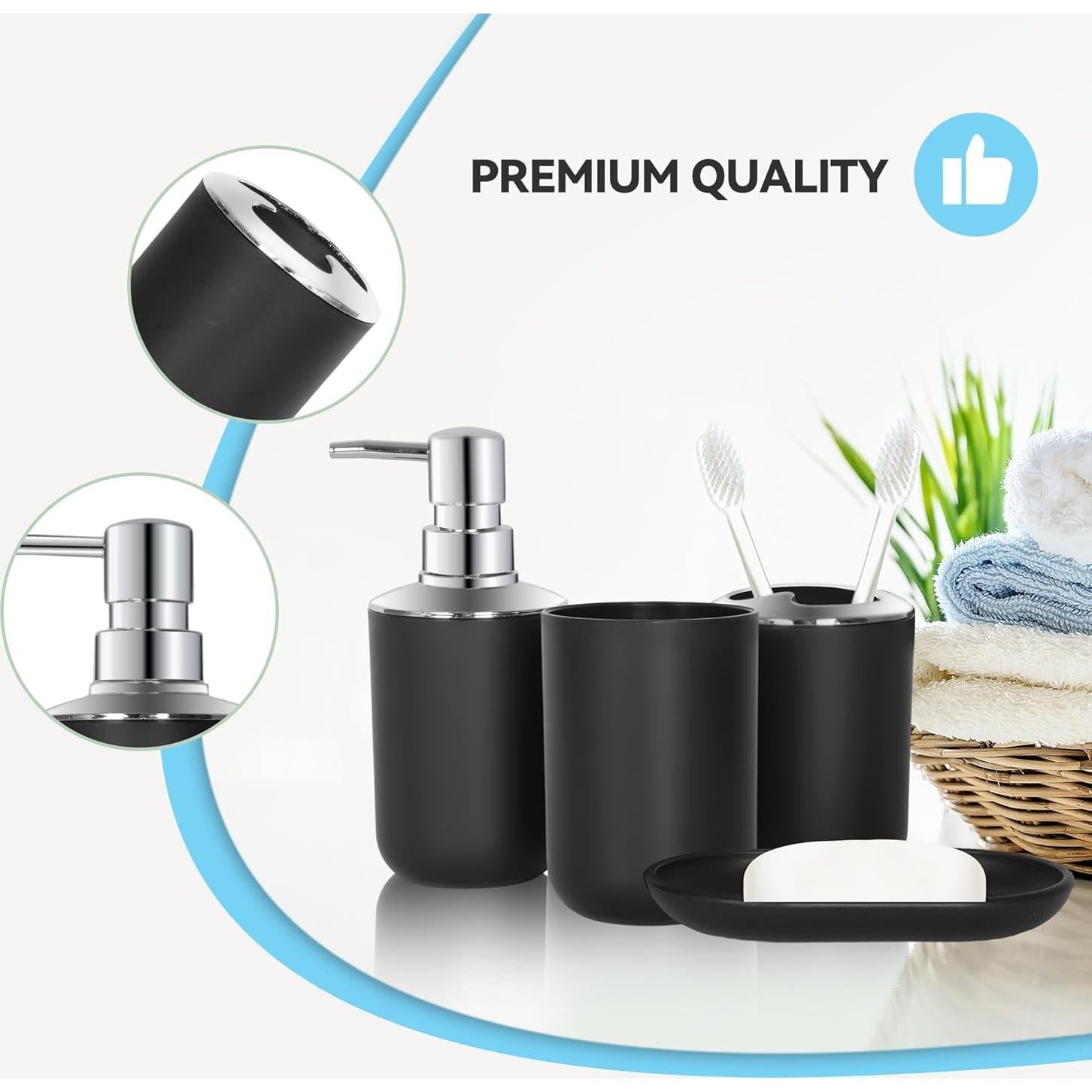 Juego de Accesorios de Baño 4 Piezas Seeatoo Negro