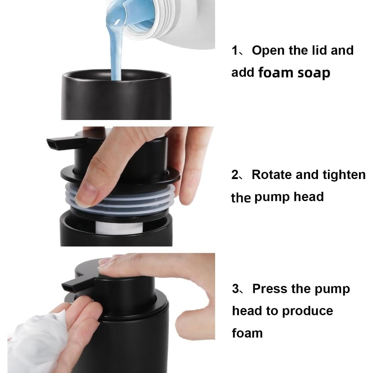 Juego de dispensador de jabón y soporte Fvstar negro mate