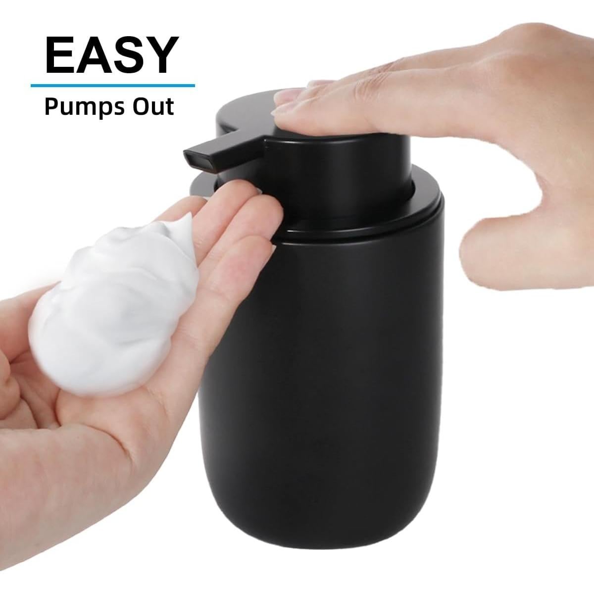 Juego de dispensador de jabón y soporte Fvstar negro mate