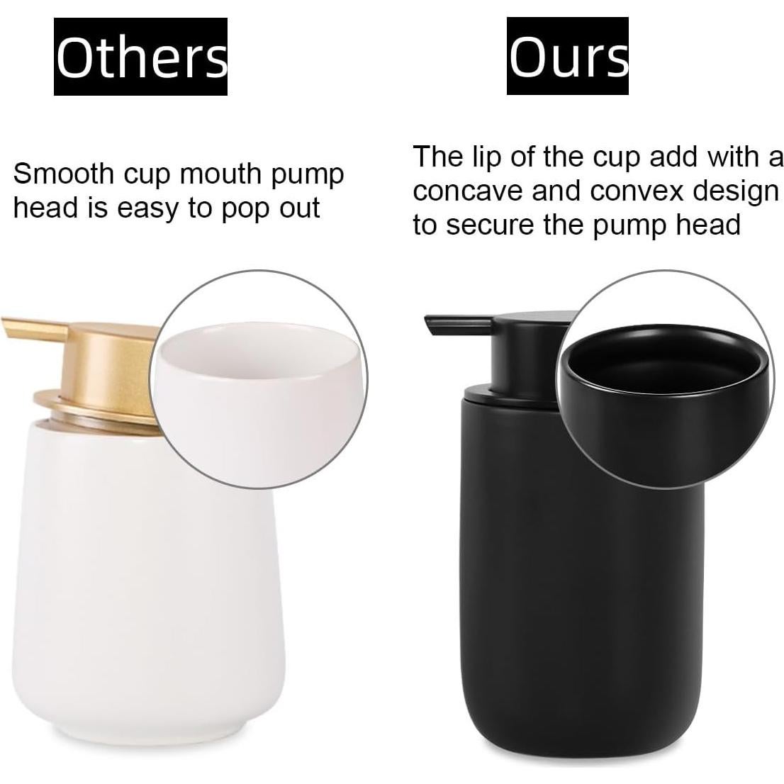 Juego de dispensador de jabón y soporte Fvstar negro mate