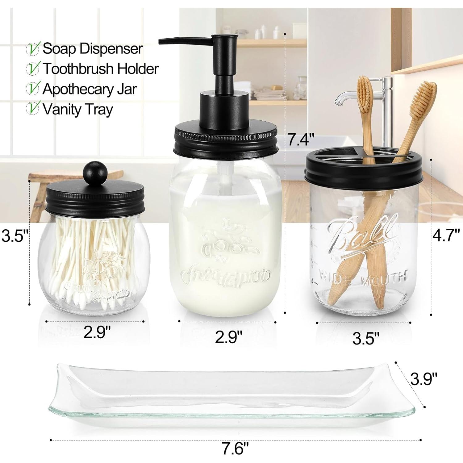 Juego de Accesorios de Baño Jenseits Mason Jar 4 Piezas