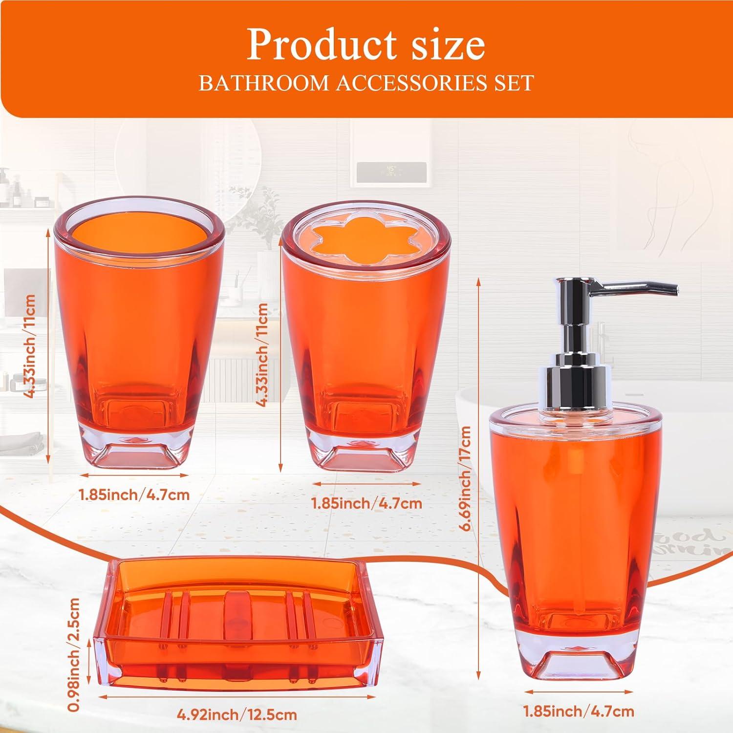 Juego de Accesorios de Baño Acrílico 4 Piezas Naranja