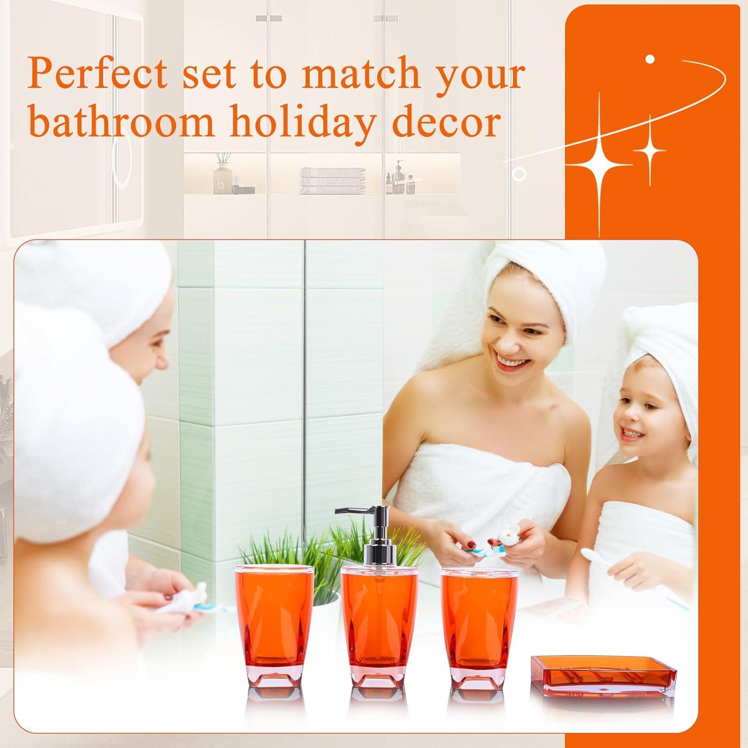 Juego de Accesorios de Baño Acrílico 4 Piezas Naranja