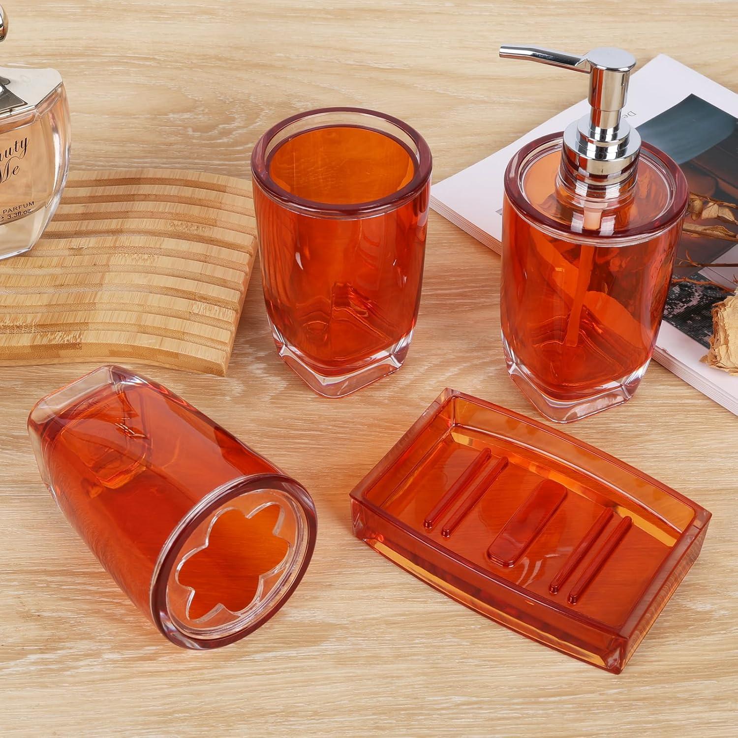 Juego de Accesorios de Baño Acrílico 4 Piezas Naranja