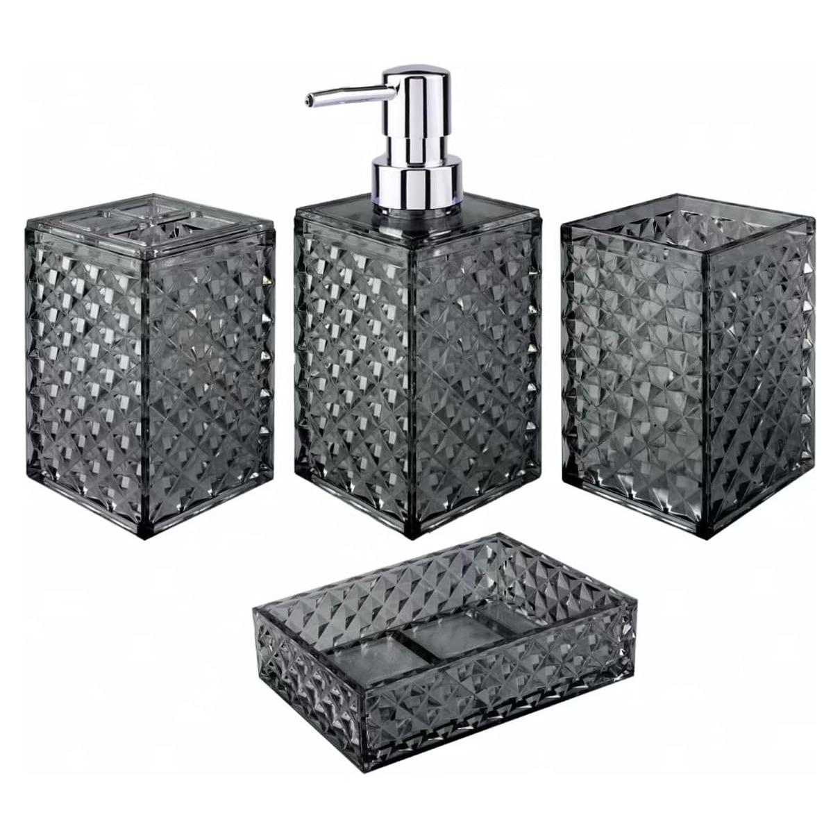 Juego de Accesorios de Baño RRM 4 Pcs Gris Moderno