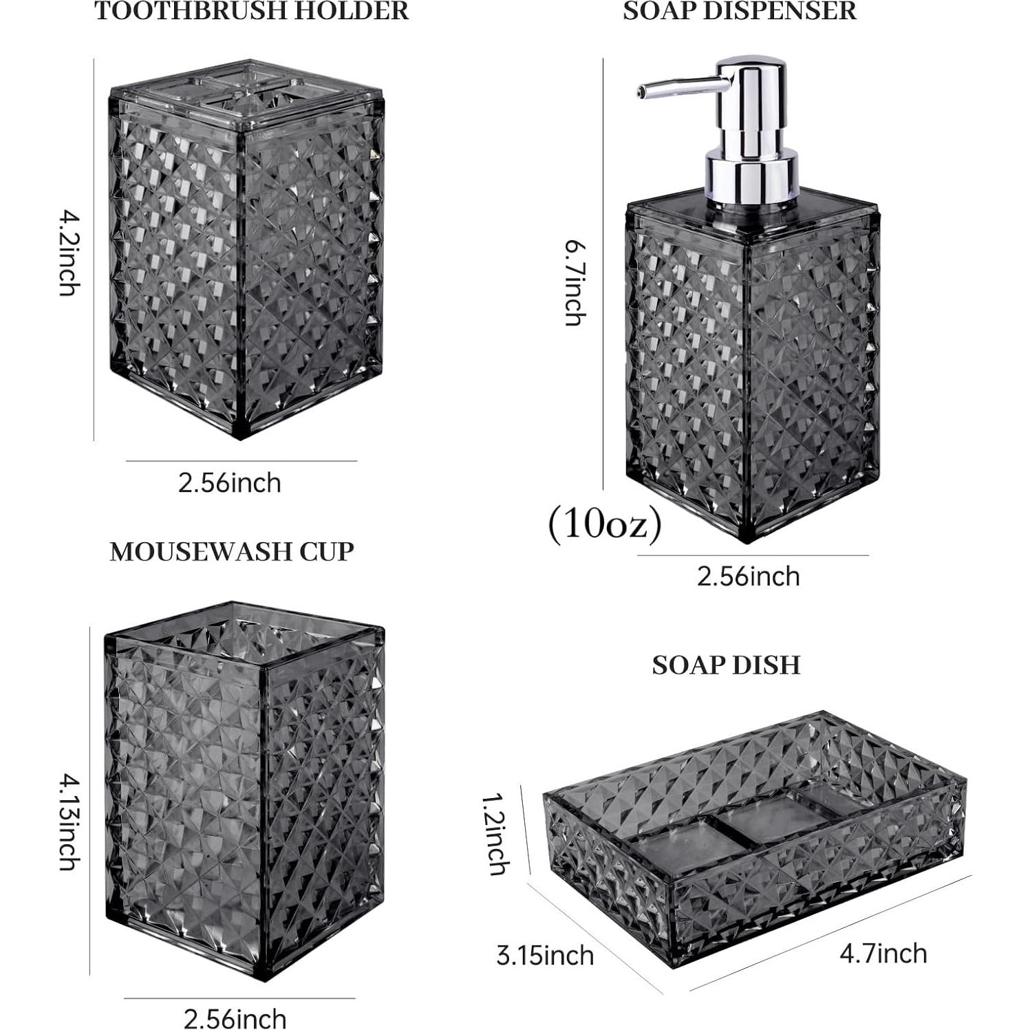 Juego de Accesorios de Baño RRM 4 Pcs Gris Moderno