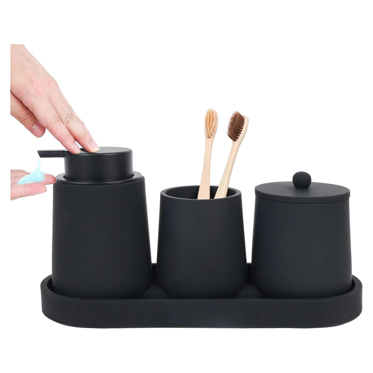 Juego de Accesorios de Baño Deobath 4 Piezas Negro Mate