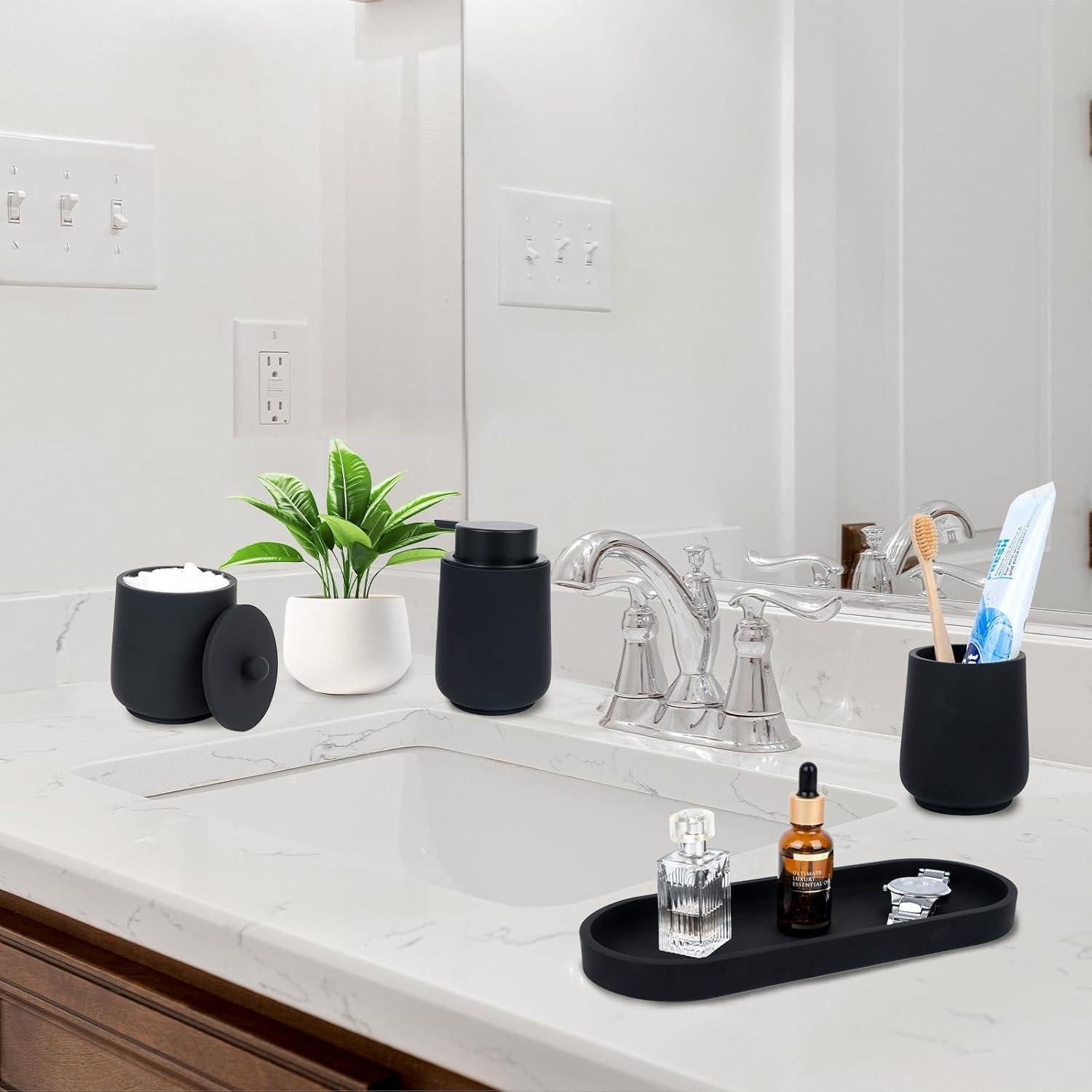 Juego de Accesorios de Baño Deobath 4 Piezas Negro Mate