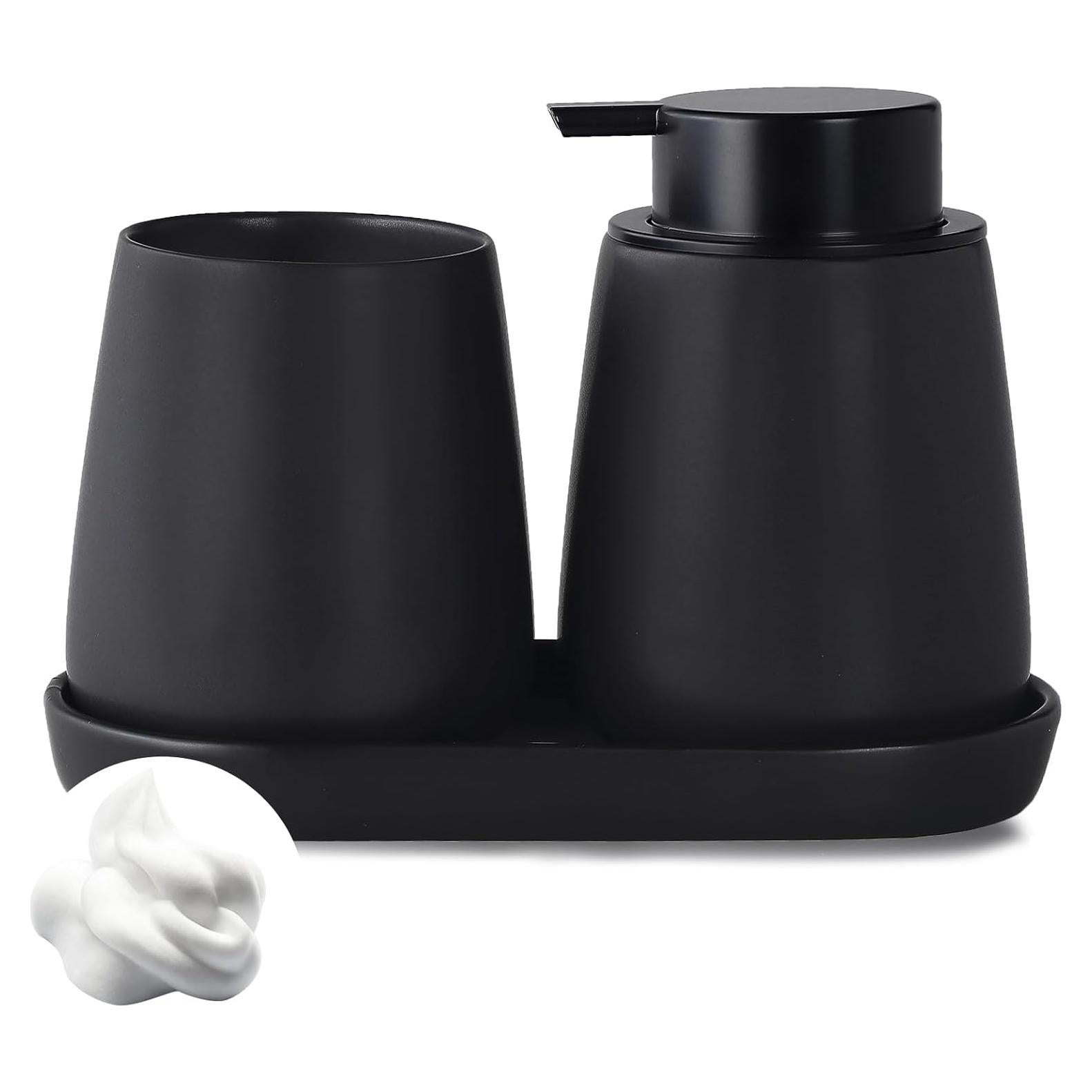 Juego de Accesorios de Baño Negro Mate Eyrozia 3 Piezas