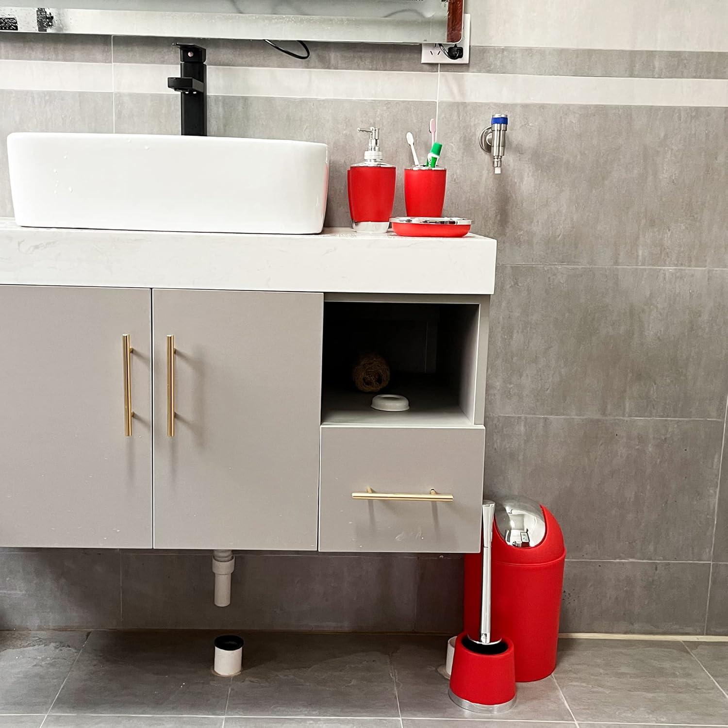 Juego de Accesorios de Baño 6 Piezas Plástico Rojo