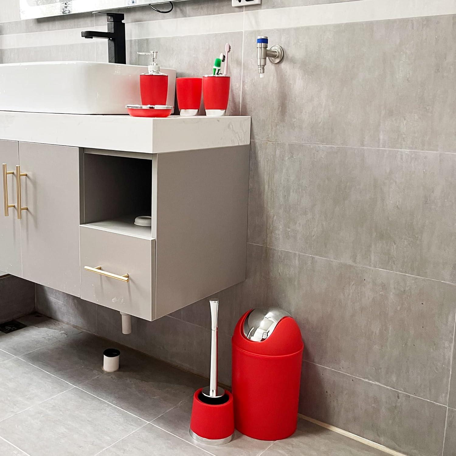 Juego de Accesorios de Baño 6 Piezas Plástico Rojo