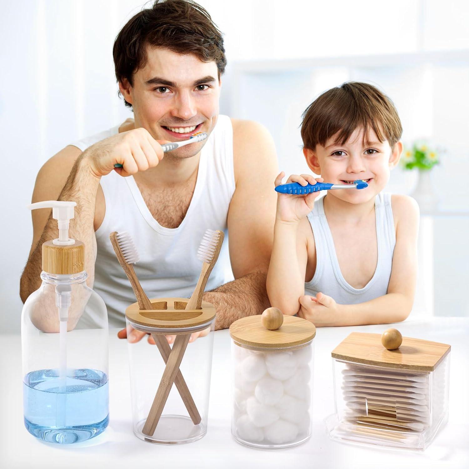 Juego de Accesorios de Baño Tbestmax 4 Piezas Bambú