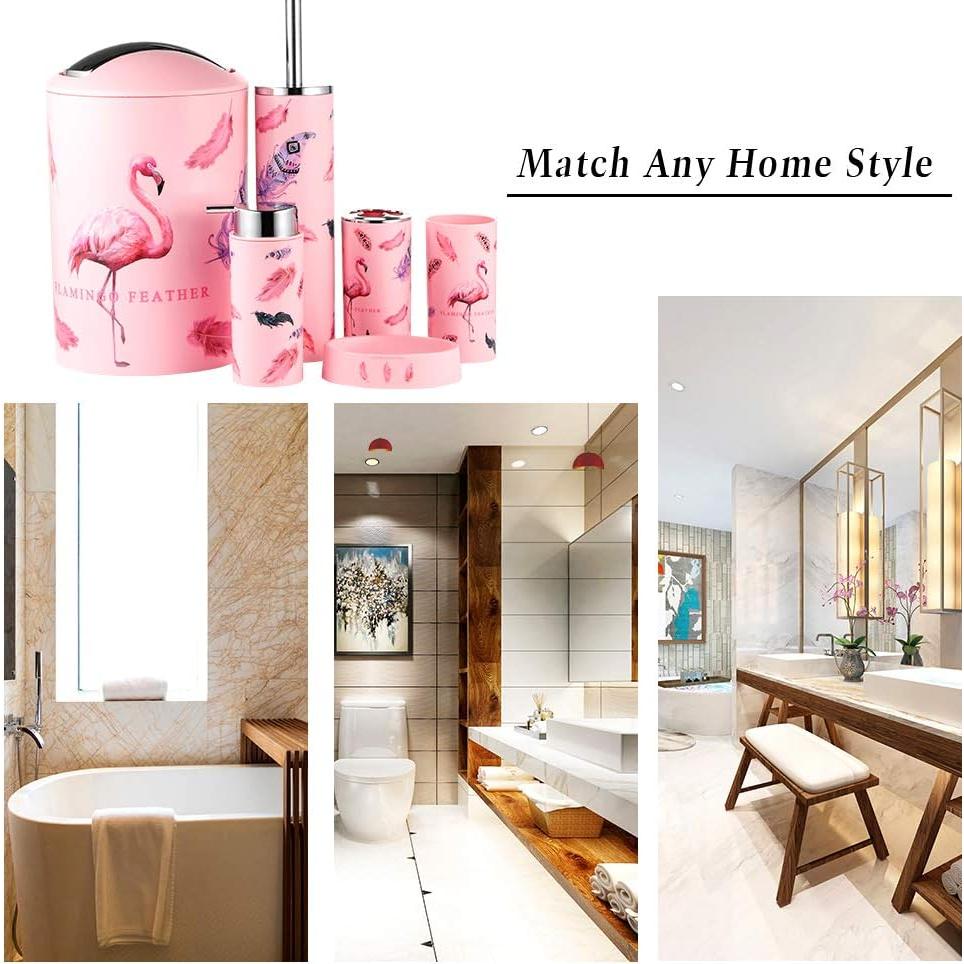 Juego de Accesorios de Baño JOTOM 6 Piezas Flamingo