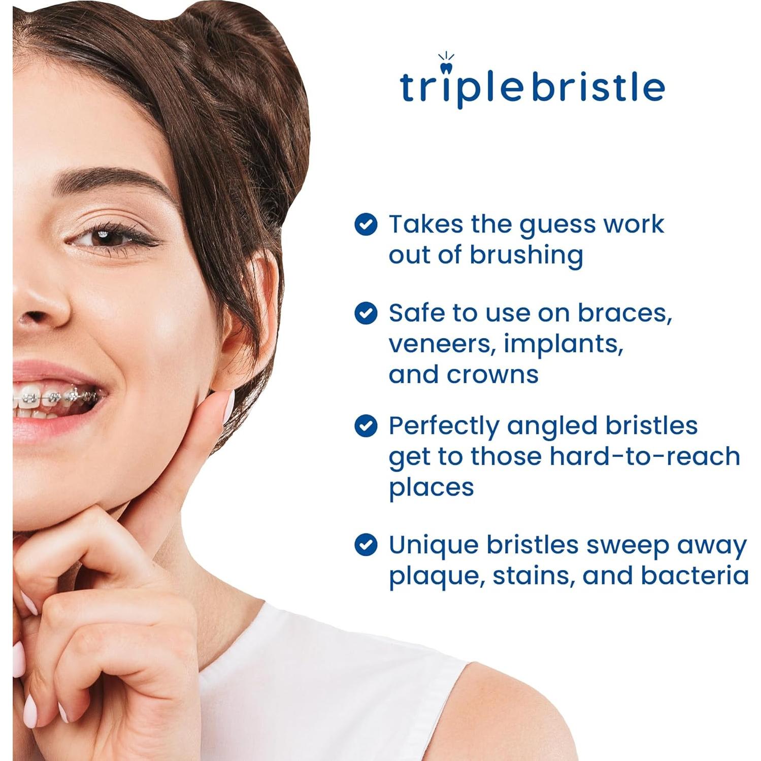 Cabezal de Cepillo Triple Bristle Azul - Paquete de 2