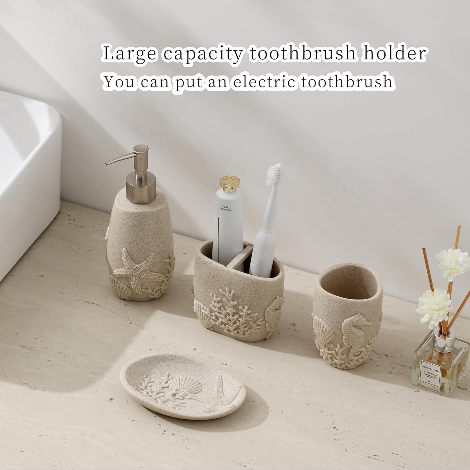 Juego de Accesorios de Baño 4 Piezas Haocoott Beige