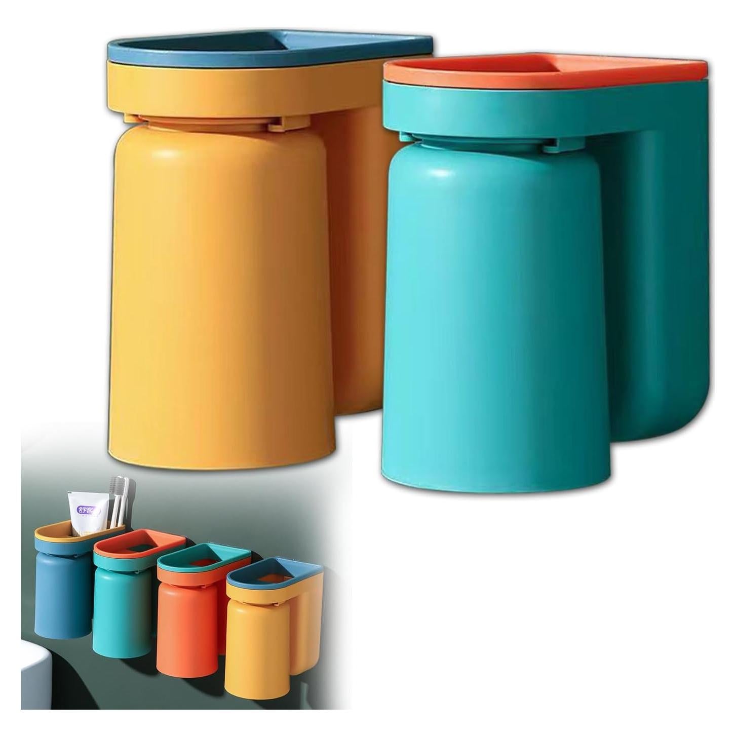 Soporte de cepillo de dientes Buyscoolee 2 en 1 Verde Amarillo