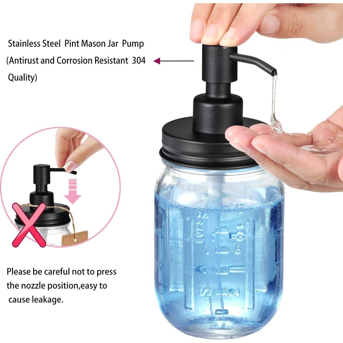 Juego de 4 tapas para frascos Mason - Acero inoxidable negro