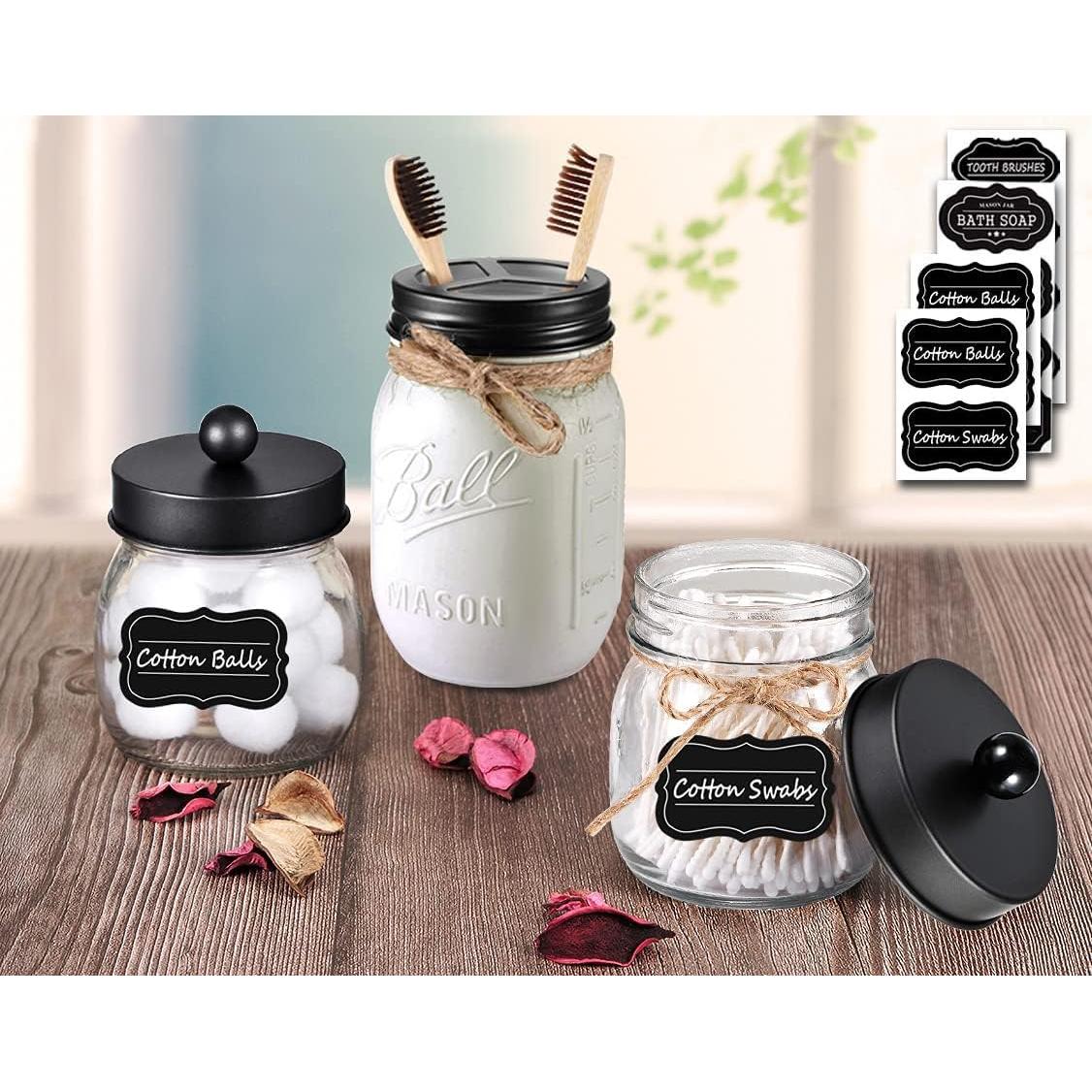 Juego de 4 tapas para frascos Mason - Acero inoxidable negro