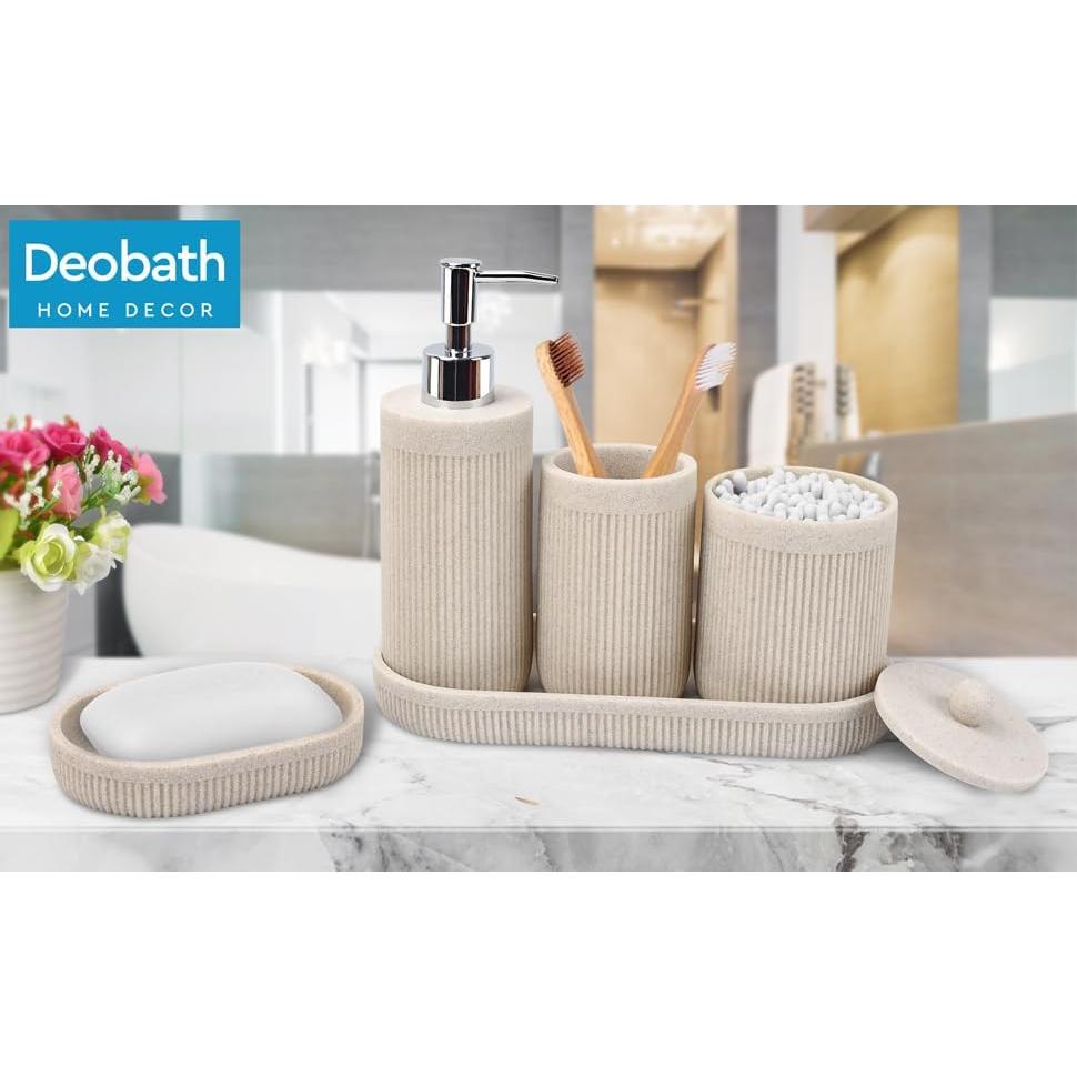 Juego de Accesorios de Baño 5 Piezas Deobath Beige
