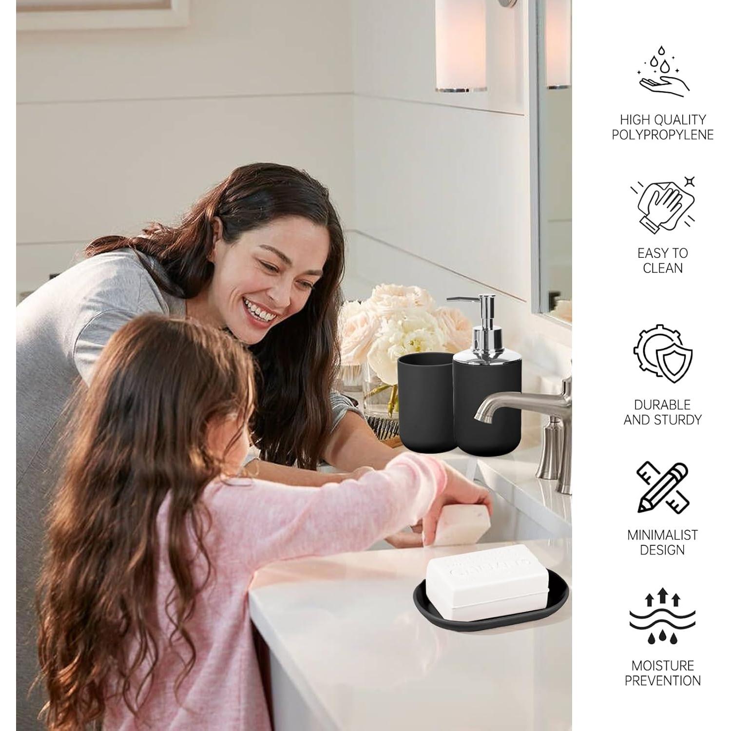 Juego de Accesorios de Baño RRM 4 Piezas Plástico Negro