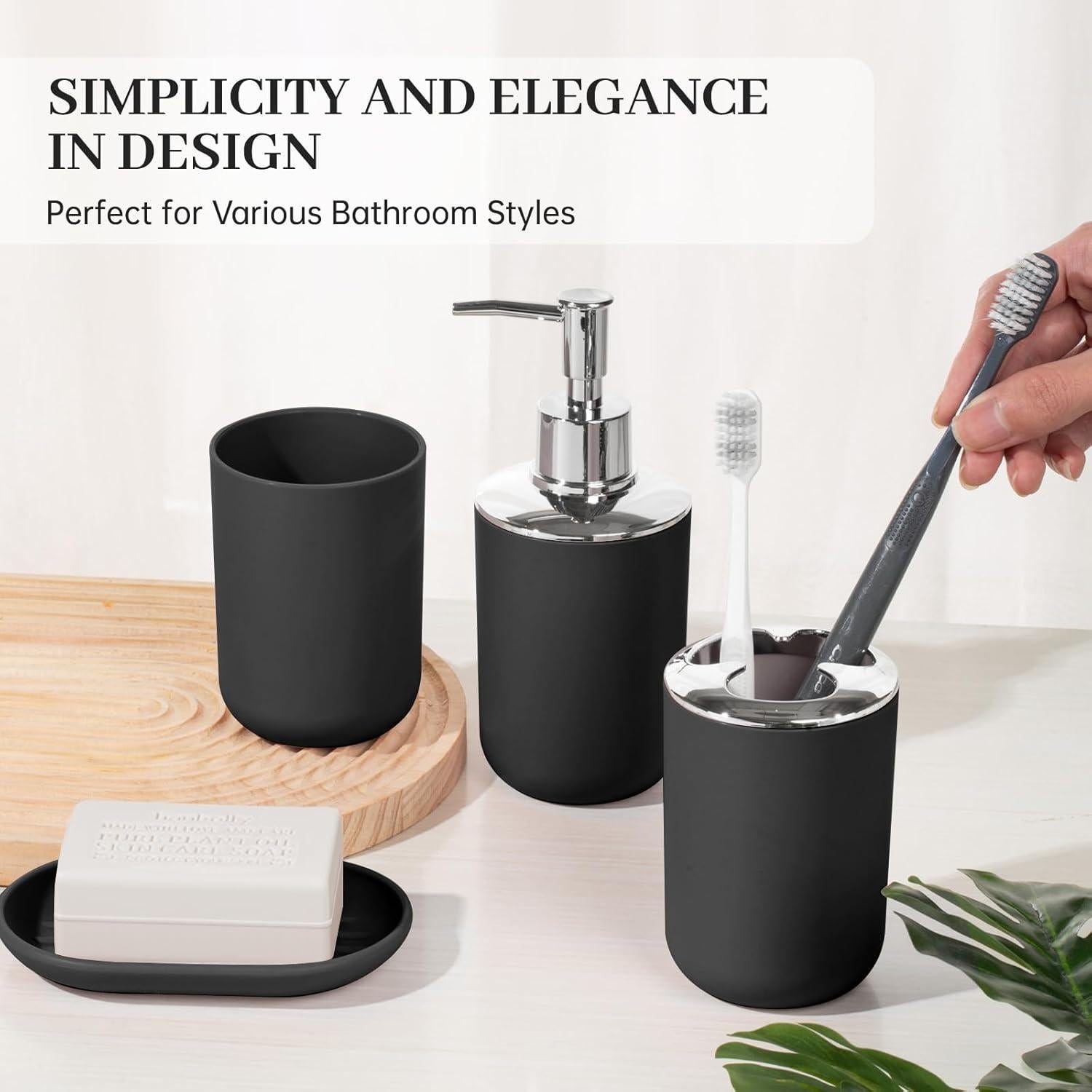 Juego de Accesorios de Baño RRM 4 Piezas Plástico Negro